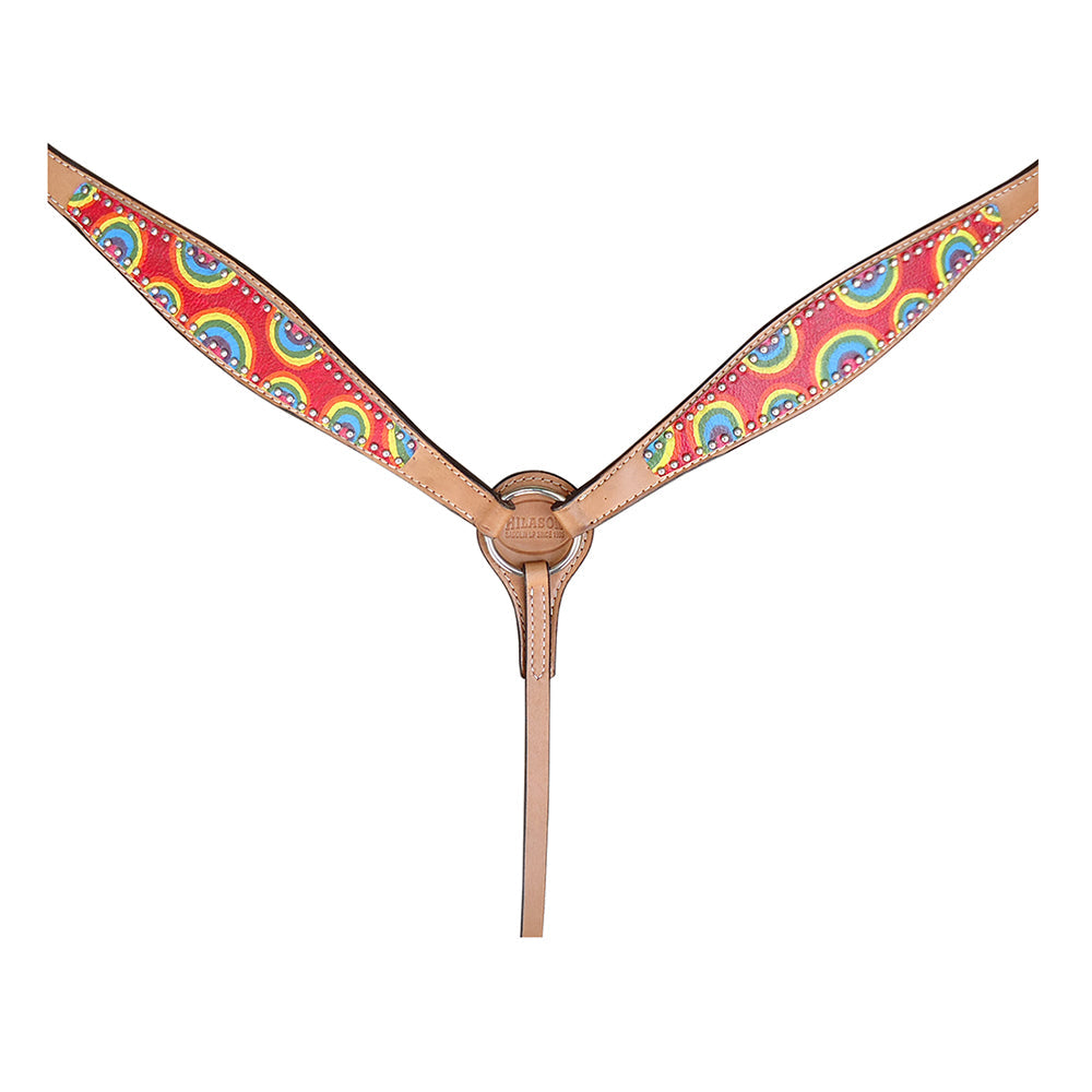 HILASON Western Horse Leather Headstall and Breast Collar Tack Set Rainbow| Headstall Bridle for Horses Western | Horse Headstall Bridle | Western Headstalls Bridle for Horses