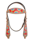 HILASON Western Horse Leather Headstall and Breast Collar Tack Set Rainbow| Headstall Bridle for Horses Western | Horse Headstall Bridle | Western Headstalls Bridle for Horses