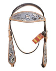 HILASON Western Horse Leather Headstall and Breast Collar Set Tan| Headstall Bridle for Horses Western | Horse Headstall Bridle | Western Headstalls Bridle for Horses