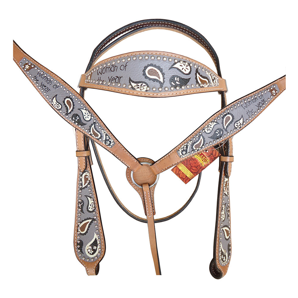 HILASON Western Horse Leather Headstall &amp; Breast Collar Set Tan