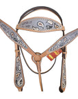 HILASON Western Horse Leather Headstall and Breast Collar Set Tan| Headstall Bridle for Horses Western | Horse Headstall Bridle | Western Headstalls Bridle for Horses