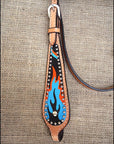 HILASON W. H. Leather Headstall & Breast Collar Set Turquoise Flame –