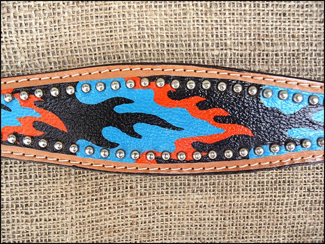 HILASON W. H. Leather Headstall &amp; Breast Collar Set Turquoise Flame –