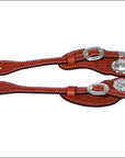 Hilason 5/8In Chestnut Leather Cowboy Spur Strap Shaped Cut Silver Hardware