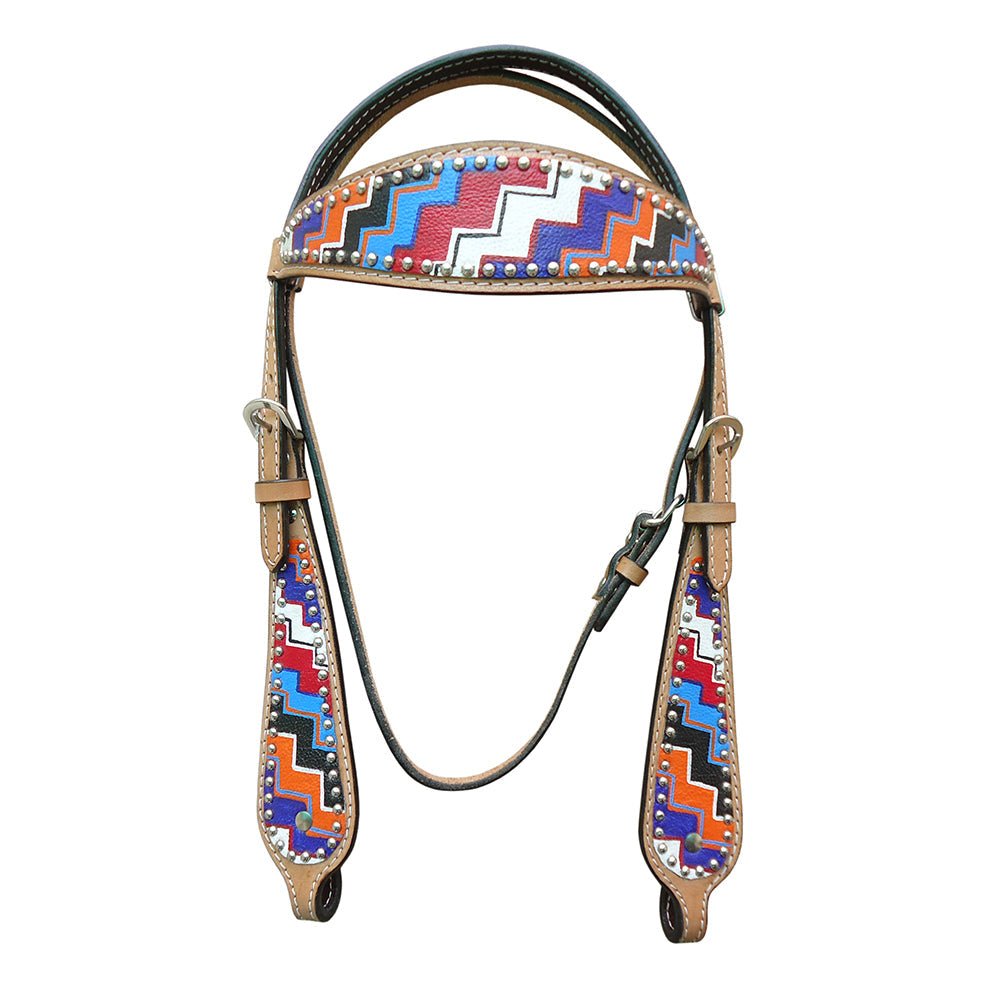 HILASON W. H. Leather Headstall &amp; Breast Collar Set Geometry – Hilason
