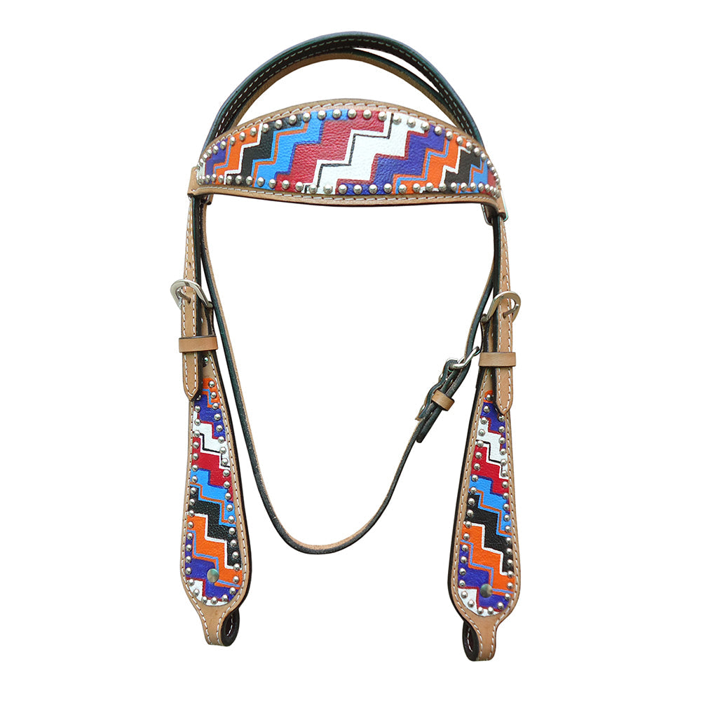 HILASON Western Horse Leather Headstall &amp; Breast Collar Set Geometry