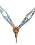 HILASON W. H. Leather Headstall & Breast Collar Set Turquoise Leopard