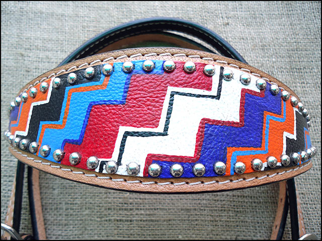 HILASON Western Horse Leather Headstall &amp; Breast Collar Set Geometry