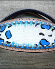 HILASON W. H. Leather Headstall & Breast Collar Set Turquoise Leopard