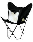 Genuine Leather Butterfly Chair Folding Lounge Modern Sling Accent Seat