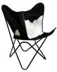 Genuine Leather Butterfly Chair Folding Lounge Modern Sling Accent Seat