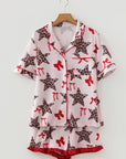 Leopard Star Bow Tie Top and Short Pajama Set