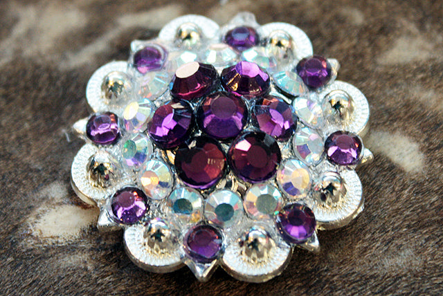 1.5 In Amythyst Ab Crystals Berry Silver Bling Headstall Saddle Hilason