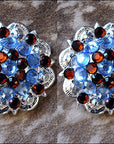 Aquamarine Topaz Crystals 1 -1/4In. Berry Concho Rhinestone Saddle Tack