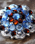 Aquamarine Topaz Crystals 1 -1/4In. Berry Concho Rhinestone Saddle Tack