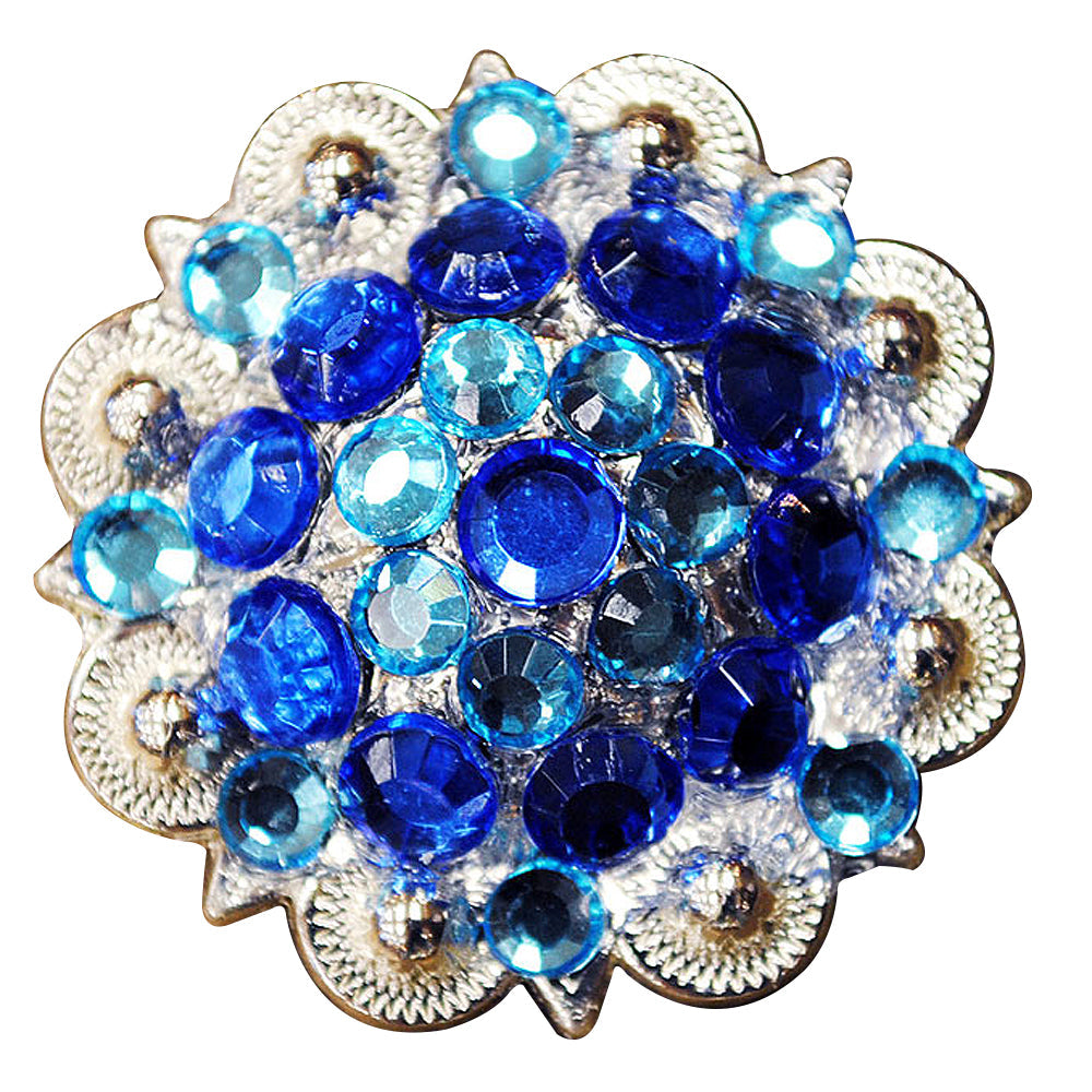 Hilason Turquoise Blue Crystals 1-1/4 Berry Concho Rhinestone Saddle Tack