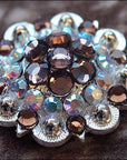 Hilason Brown Ab Crystal 1-1/4In Berry Concho Rhinestone Tack Saddle