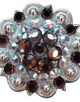Hilason Brown Ab Crystal 1-1/4In Berry Concho Rhinestone Tack Saddle