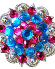 Blue Fuchsia Crystal 1-1/4In Berry Headstall Saddle Hilason