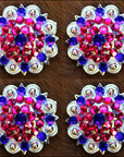 Blue Pink Crystal 1-1/4In Berry Headstall Saddle Hilason