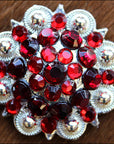 Hilason Pink Red Crystal 1-1/4In. Berry Concho Rhinestone Tack Saddle