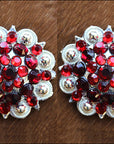 Hilason Pink Red Crystal 1-1/4In. Berry Concho Rhinestone Tack Saddle