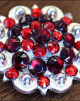 Hilason Pink Red Crystal 1-1/4In. Berry Concho Rhinestone Tack Saddle