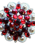 Hilason Pink Red Crystal 1-1/4In. Berry Concho Rhinestone Tack Saddle
