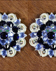 Hilason Blue Black Crystal 1-14In Berry Concho Rhinestone Tack Saddle