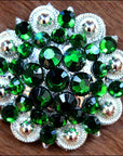 Hilason Green Crystal 1-1/4In Berry Concho Rhinestone Tack Saddle Cowgirl