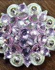 Hilason Rose Crystal 1-1/4In Berry Concho Rhinestone Saddle Tack Cowgirl