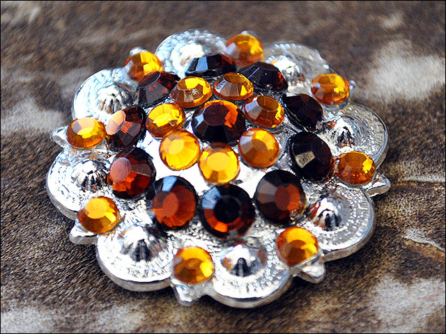 Hilason Brown Crystal 1-1/4 Berry Concho Rhinestone Saddle Tack Cowgirl