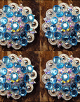 Hilason Turquoise Ab Crystal 1-1/4In Berry Concho Rhinestone Saddle Tack