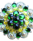 Hilason Green Crystal 1-1/4In Berry Concho Rhinestone Saddle Tack Cowgirl