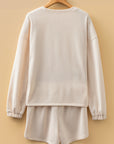 Solid Textured Knit Pullover and Shorts Set