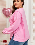 Plus Size Bow Tie Lace Embroidered Dolman Sweatshirt