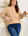 Plus Size Leopard Bow Split Cuff Sweater