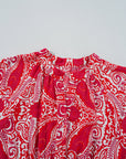 Paisley Side Slit Puff Sleeve Maxi Dress