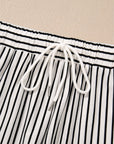 Stripe Collared V-Neck Tee & Shorts Set