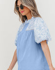 Saanvi Lace Floral Puff Sleeve Loose Blouse
