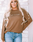 Jessiette Loved Print Corduroy Sweatshirt