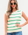 Stripe Round Neck Sleeveless Sweater Top