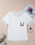 Horseshoe Embroidered Patch Pocket Tee