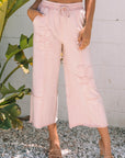 Gabriella Mineral Washed Terry Knit Cropped Wide Leg Pants