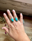 Ring size 7 & 8.5- long kingman turquoise and sterling silver