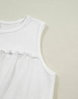 Solid Frilled Ruffle Tiered Tank Top