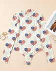 Americana Glitter Mesh Long Sleeve Bodysuit