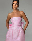 Sexy Jacquard Strapless Bow Dress