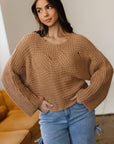 Hollowed Knit Wide Sleeve Pullover Sweater