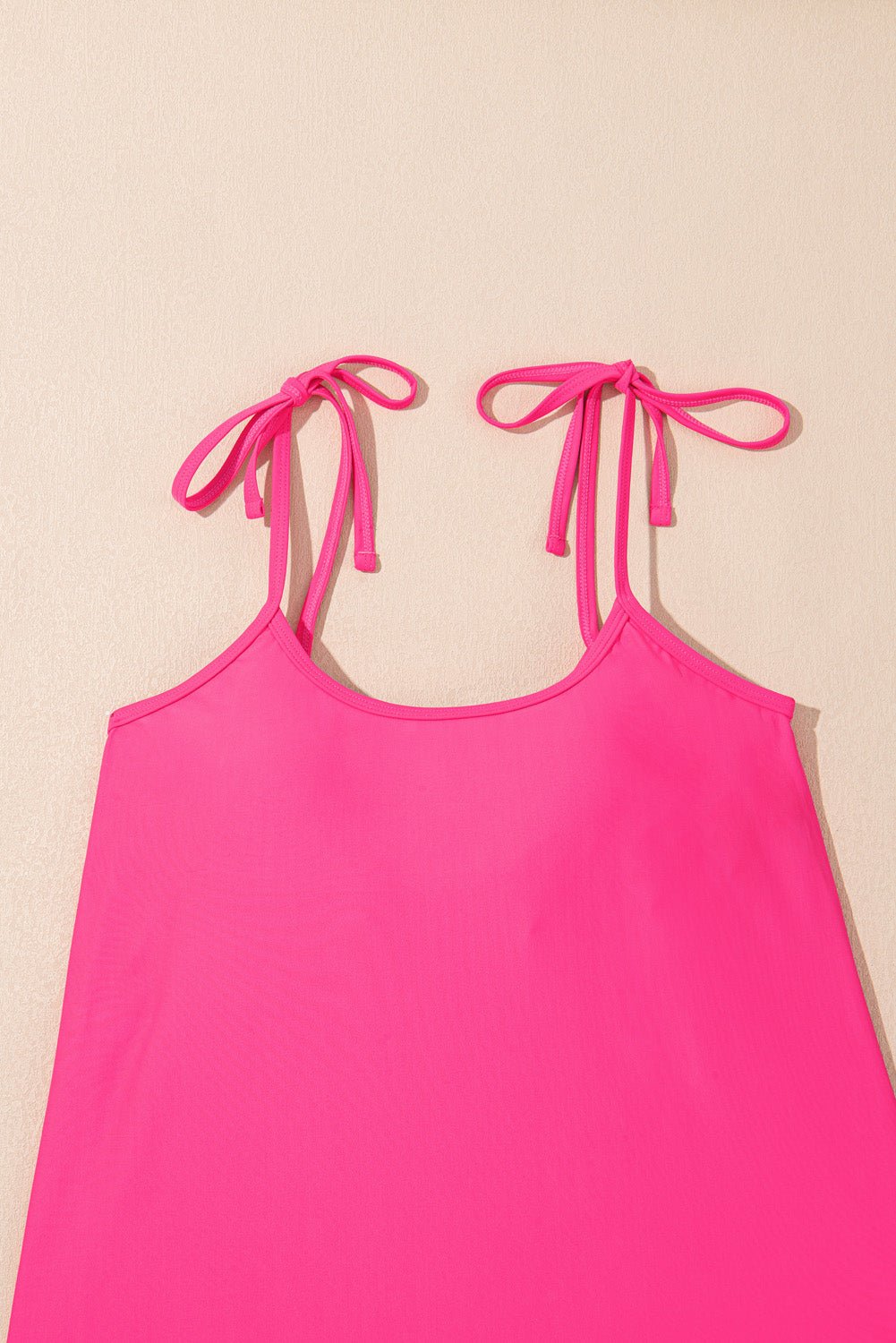 Solid Tie Strap Top &amp; Floral Bottom Tankini Set